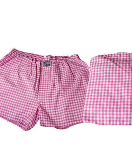 Men's Pink White Check Cotton Boxer Brief Underwear - Amedeo Exclusive