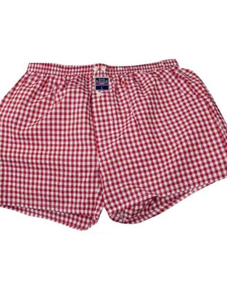 Men's Orange White Check Cotton Boxer Brief Underwear - Amedeo Exclusive