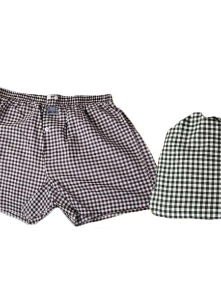 Men's Brown White Check Cotton Boxer Brief Underwear - Amedeo Exclusive