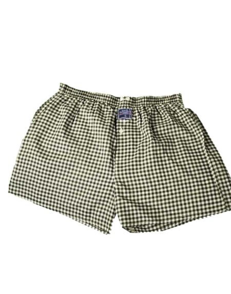 Men's Green White Check Cotton Boxer Brief Underwear - Amedeo Exclusive