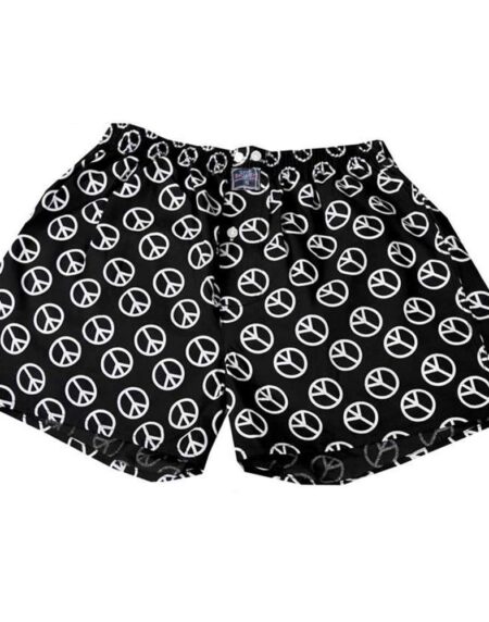 Men's Black White Peace Cotton Boxer Brief Underwear - Amedeo Exclusive