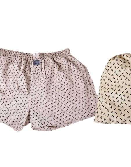 Men's Tan Anchor Cotton Boxer Brief Underwear - Amedeo Exclusive