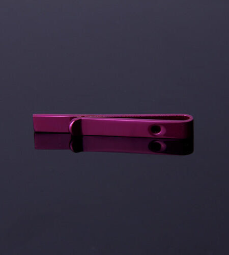 Men's Pink Shiny Metallic Stainless Steel Tie Clips - Amedeo Exclusive