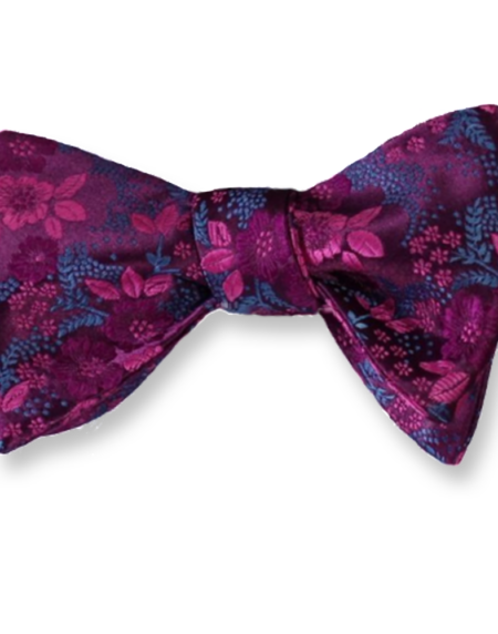 Pink Floral Mens Silk Self tie Bow Tie with Pocket Squares Set - Amedeo Exclusive