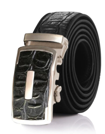 Amedeo Exclusive Men's Crocodile Black Leather Belt - Amedeo Exclusive