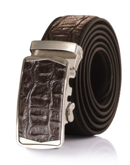 Amedeo Exclusive Men Crocodile Brown Leather Belt - Amedeo Exclusive