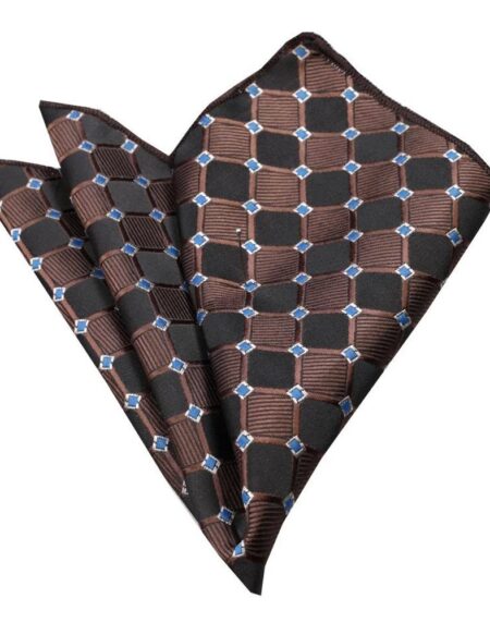 Pocket Black Brown Blue Squares Hanky Handkerchief-Amedeo Exclusive - Amedeo Exclusive
